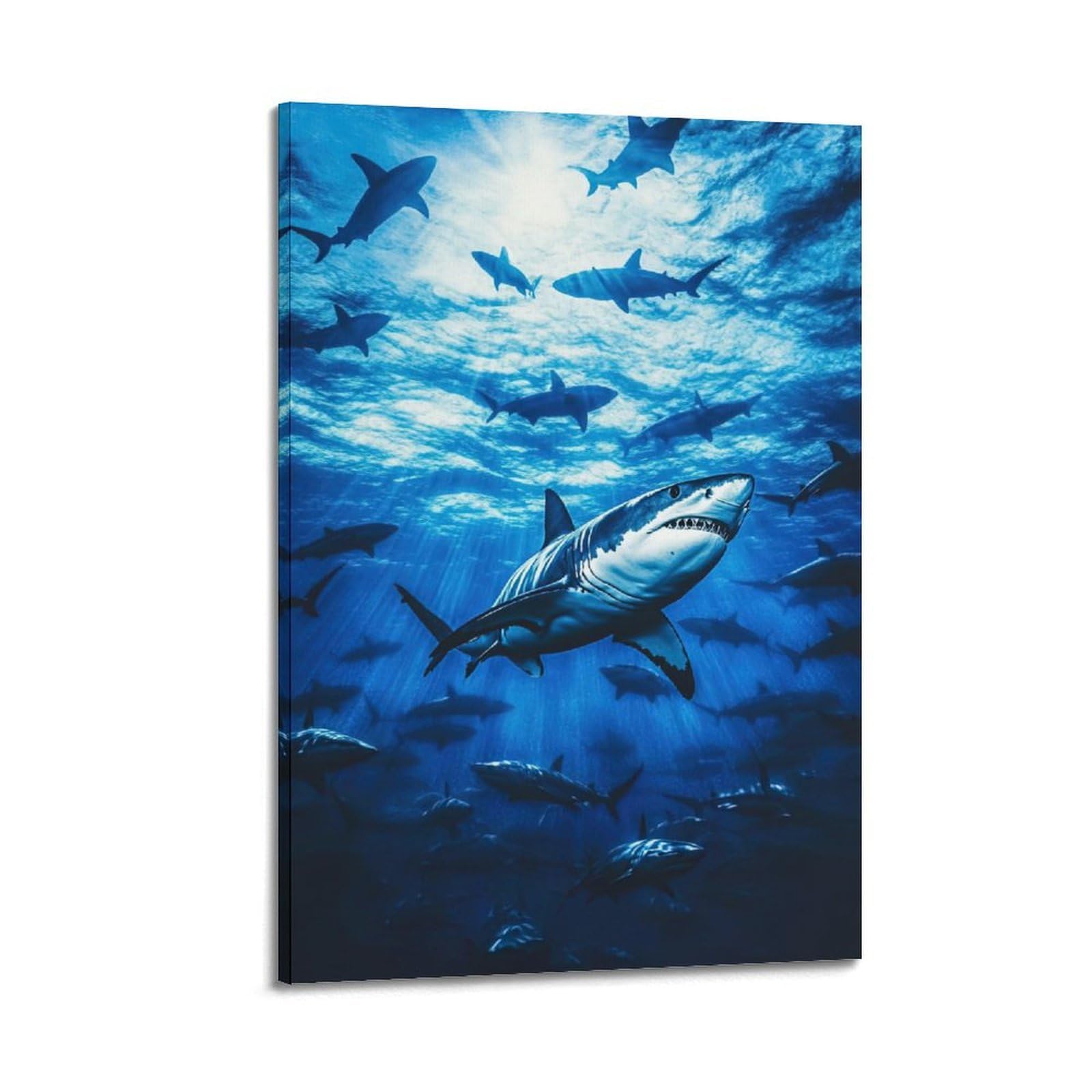 CXHJCA Animal Poster Fierce Sharks Poster Decorative Painting Canvas Wall Posters And Art Picture Print Modern Family Bedroom Decor Posters 24x36inch(60x90cm)