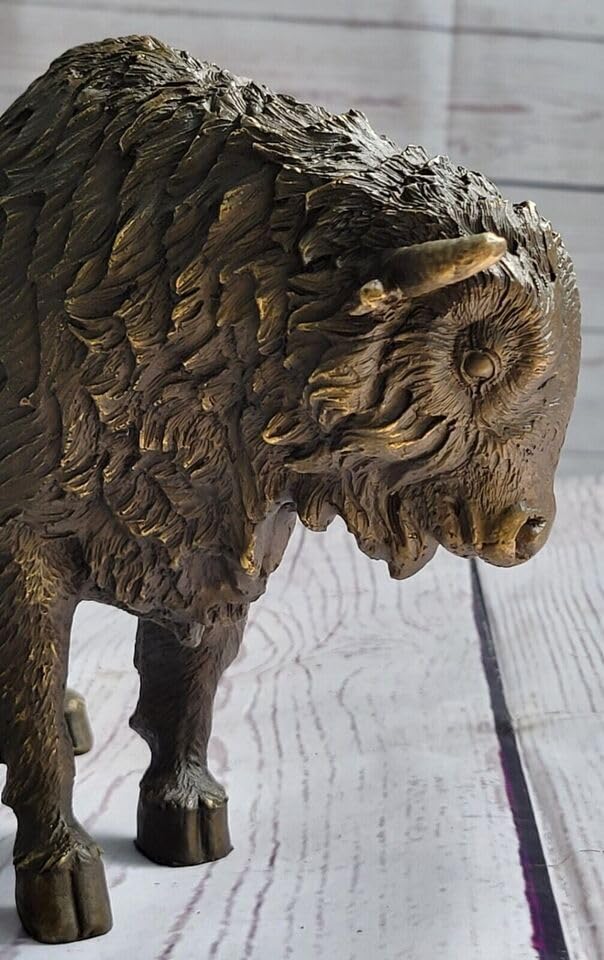 Bison bronze américain Art déco véritable coulé à chaud à la cire perdue