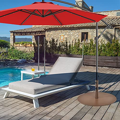 Giantex Patio Umbrella Base, 59 LBS Heavy-Duty Round Umbrella Stand, 29.5 Inch Outdoor Steel Umbrella Holder for Poolside, Backyard, Lawn, Brown