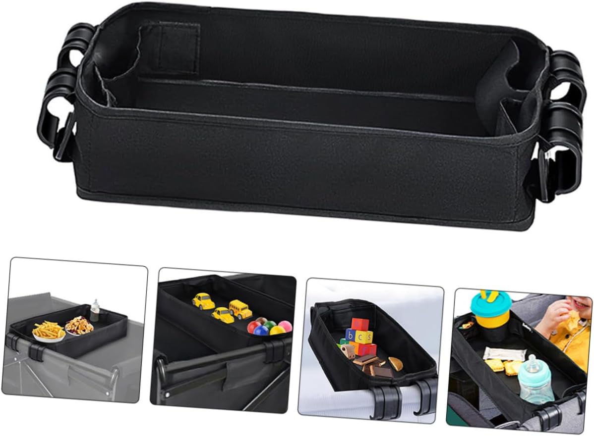 Milisten Stroller Tray Holder Snack Tray Cup Organizer Phone Holder Clip Design for Carriage Lightweight Portable Accessory Black
