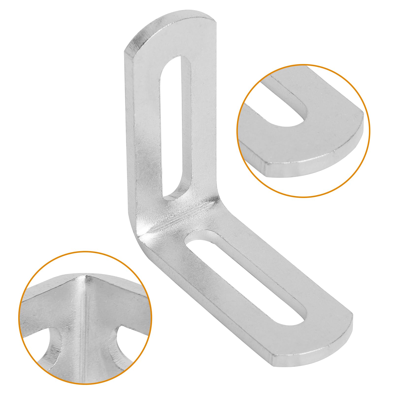 Staffa a L, angolare regolabile in acciaio zincato 49 x 49 mm Set di angolari in metallo da 16 pezzi spessore 2,8 mm, foro 6,7 mm Ideale per mobili bricolage scaffali aree esterne