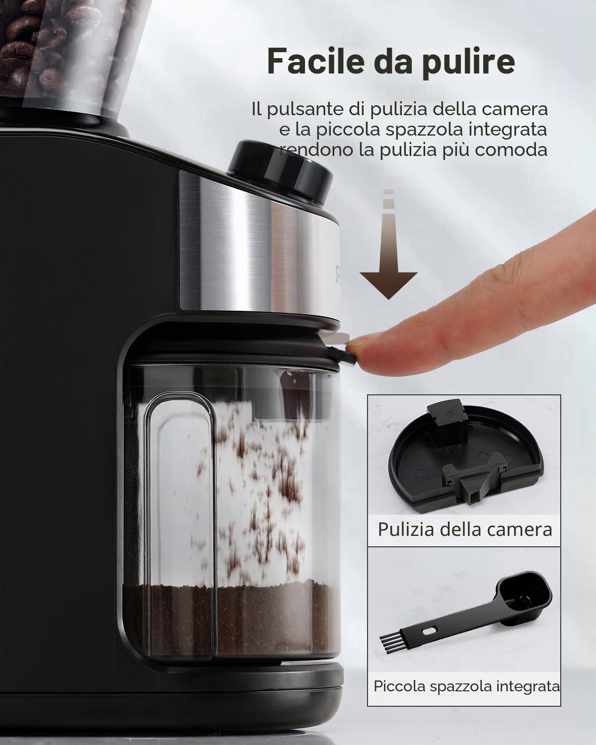 SHARDOR Macina Caffe' Elettrico A Disco, Grinder Elettrico Con 25 Impostazioni Di Macinatura, Macinacaffè Elettrico Con Display Digitale Preciso, Per Caffè Espresso, Caffè A Goccia E Stampa Francese