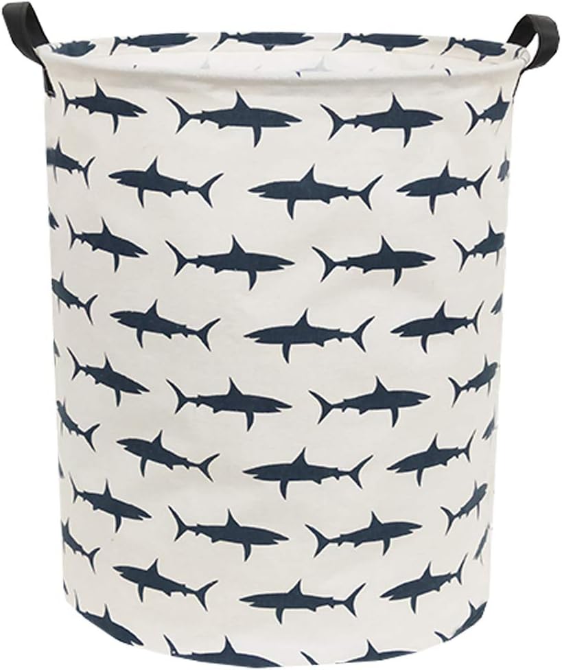 Sanjiaofen Kids Laundry Hamper, Shark Collapsible Storage Basket, 58L, Shark Room Decor, Nursery Hamper, Toy Organizer