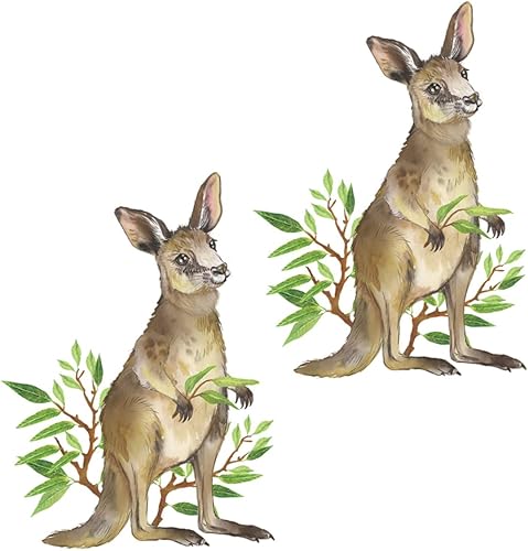 2 hojas de calcomanías de color verde canguro, decoración de selva de la selva, calcomanías decorativas de animales para habitación de bebé,