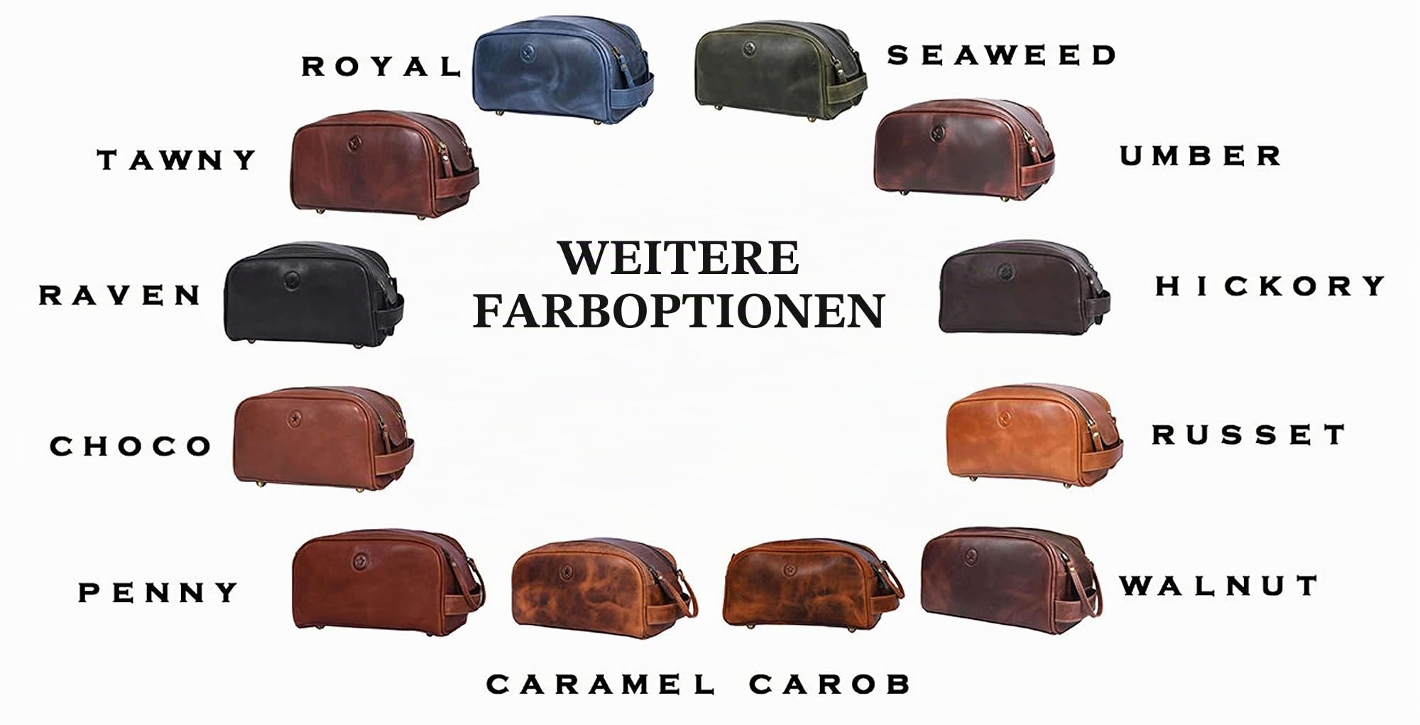 Leather Toiletry Bag for Men | Grooming Travel Kit | By Aaron Leather (Dark Brown- Dual Zipper) (Walnut)
