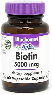 Bluebonnet Nutrition Biotin, 60 Veg Caps 5000 mcg