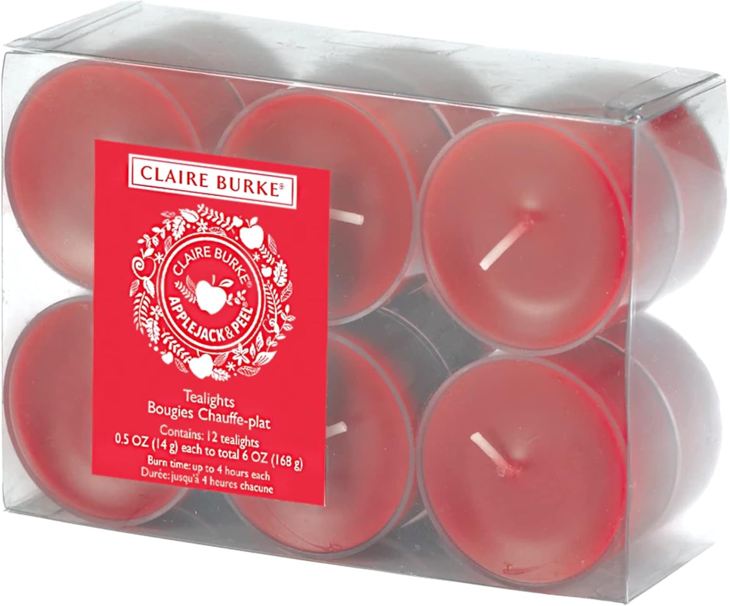 Claire Burke Applejack & Peel Tea Lights, Fall Scented Candles (1 Pack, 12 Tealights
