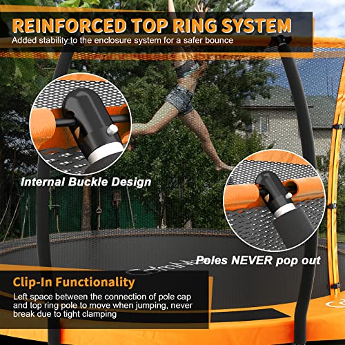 CalmMax 12FT Trampoline with Cover Recreational Trampolines with Ladder - ASTM Approval- Outdoor Trampoline for Kid Adults Orange