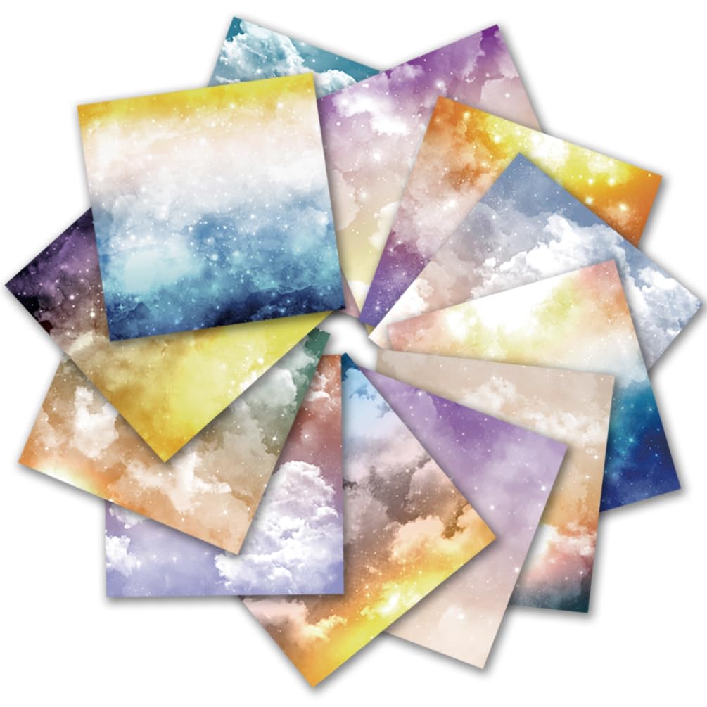 Papel para álbumes de recortes, Paquete de papel con patrones de 6" x 6", 48 hojas, cartulina impresa por una sola cara, 12 diseños, papel decorativo for manualidades de 160 g/m² for hacer tarjetas de