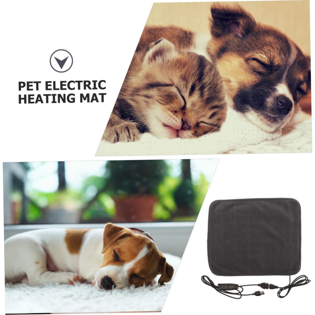 ibasenice USB Heizkissen für Haustiere Verstellbare Warme Schlafmatte aus Bruchfestem Material USB Heizdecke mit Temperaturkontrolle für Hunde und Katzen Indoor Camping