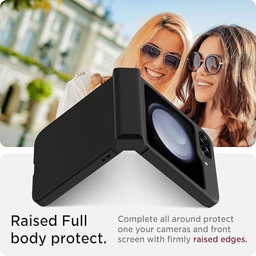 Miniatura 4 de Miimall Funda a prueba de golpes para Samsung Galaxy Z Flip 5 con protección de bisagra, parachoques de PC líquido sedoso, plegado libre ultrafino,