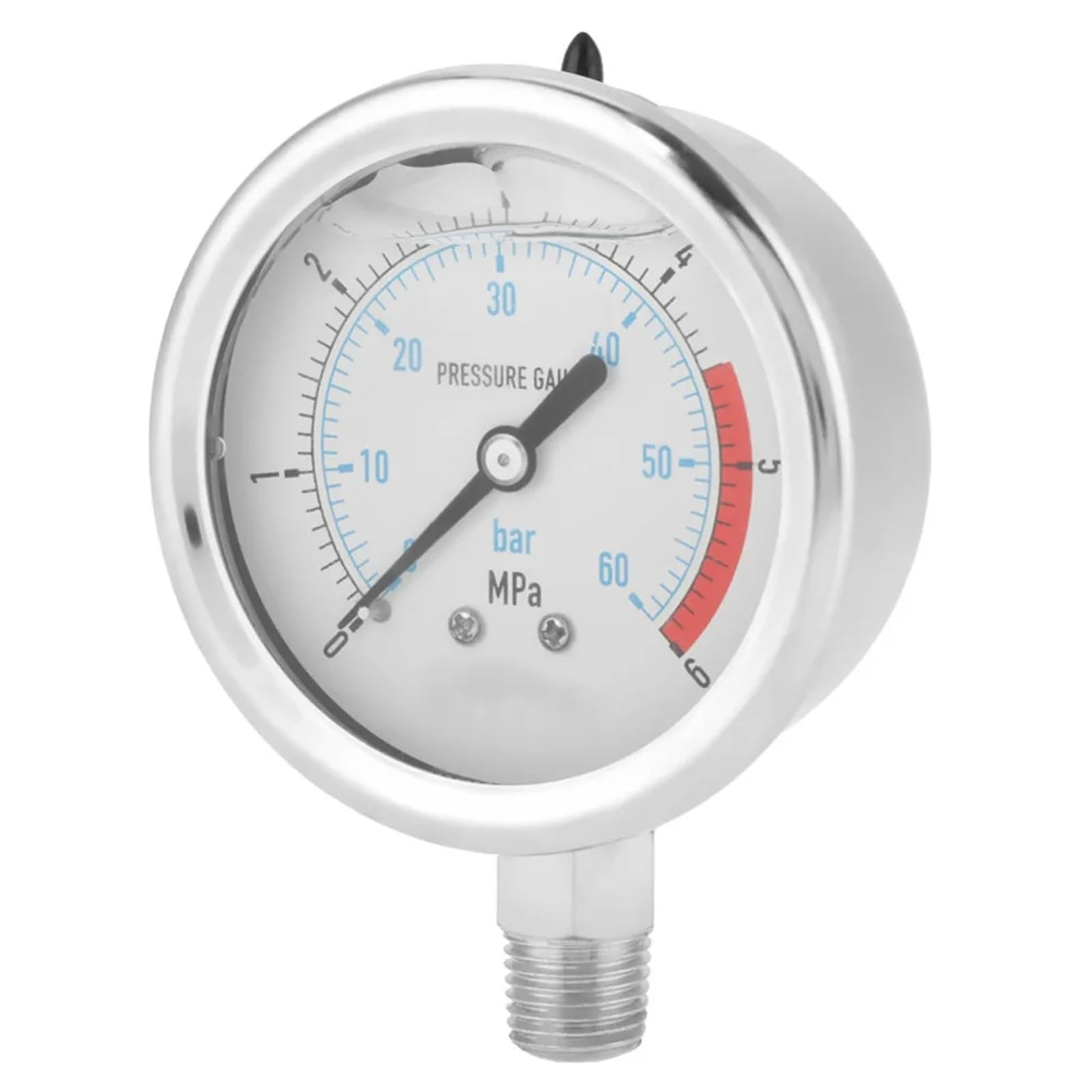 Manómetro de presión de Agua hidráulico de 0 a 60 Bar y 0 a 6 MPa, 1/4" NPT, Esfera de 60 mm, Herramienta de medición de presión