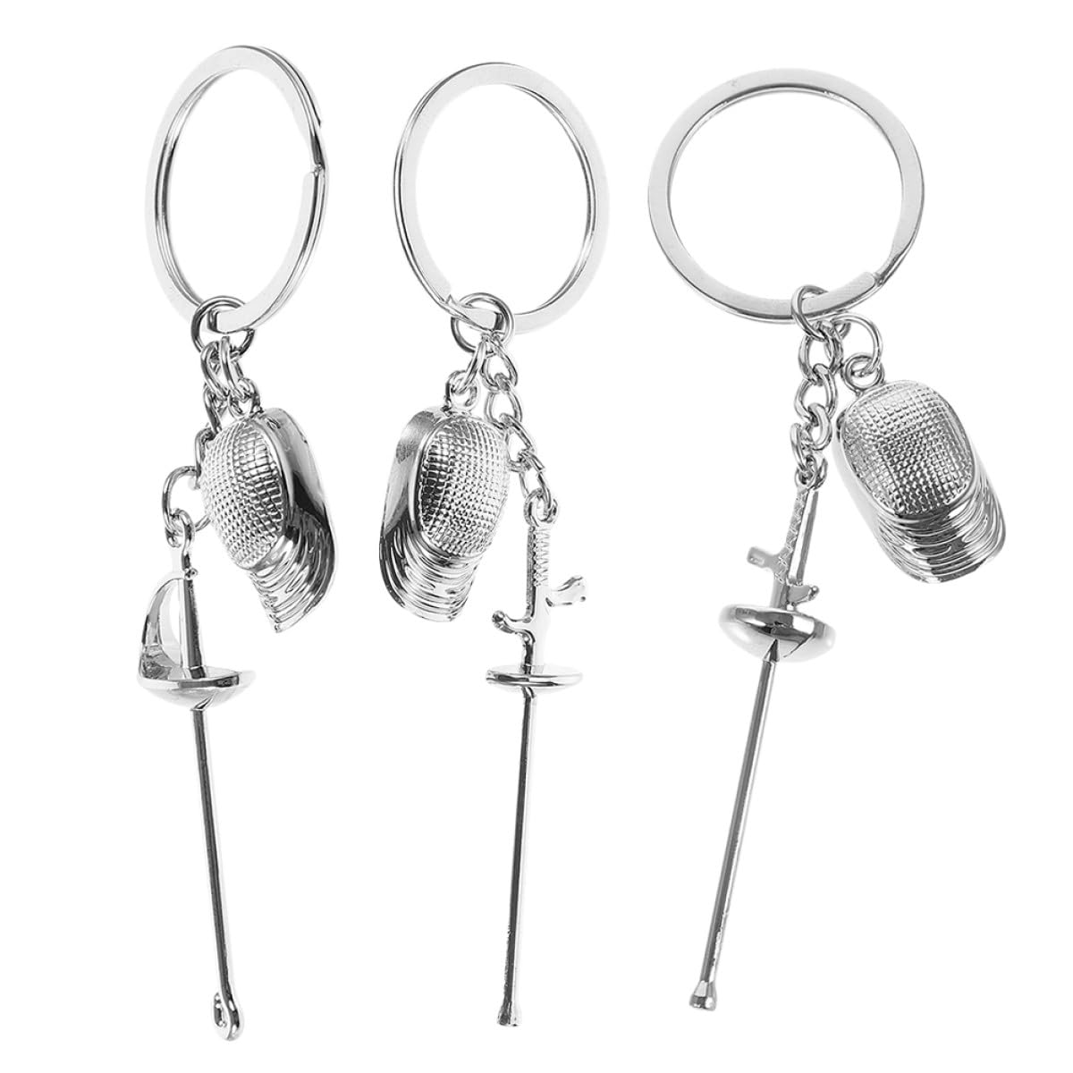 Totority 3pcs Fencing Sport Keychain Set with Epee, Sabre, and Foil Metal Charms, Mini Fencer Souvenir Accessories for Club and Sports Fans