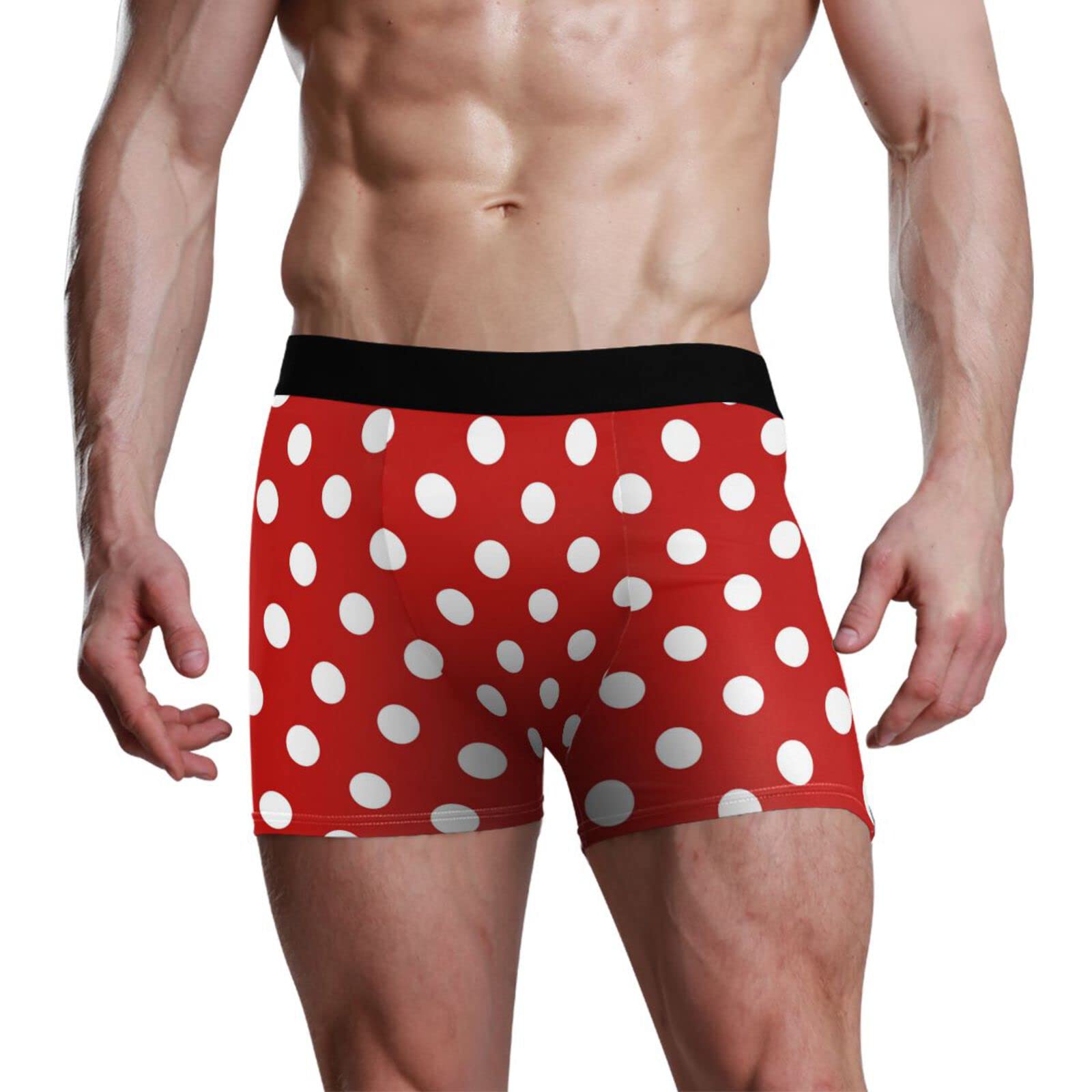 YOUJUNER Red Polka Dot Men's Trunk Boxers Shorts Briefs Pants Underwear Underpants Boxershorts for Men