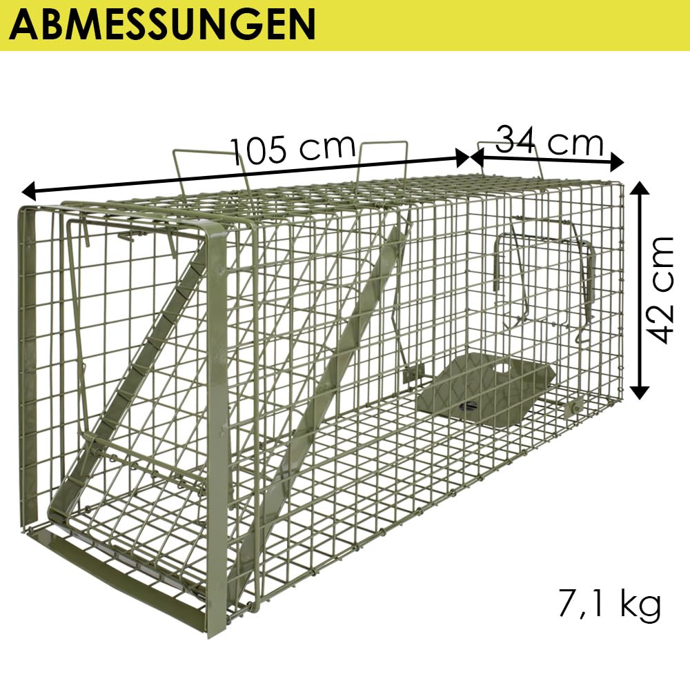 Petigi Lebendfalle Grün Drahtfalle Marder Lebend Wiesel Garten Kaninchen Abwehr Umsiedeln Falle Haus Zubehör Ratte Vertreiben Dachboden Rattenfalle 105 x 34 x 42 cm