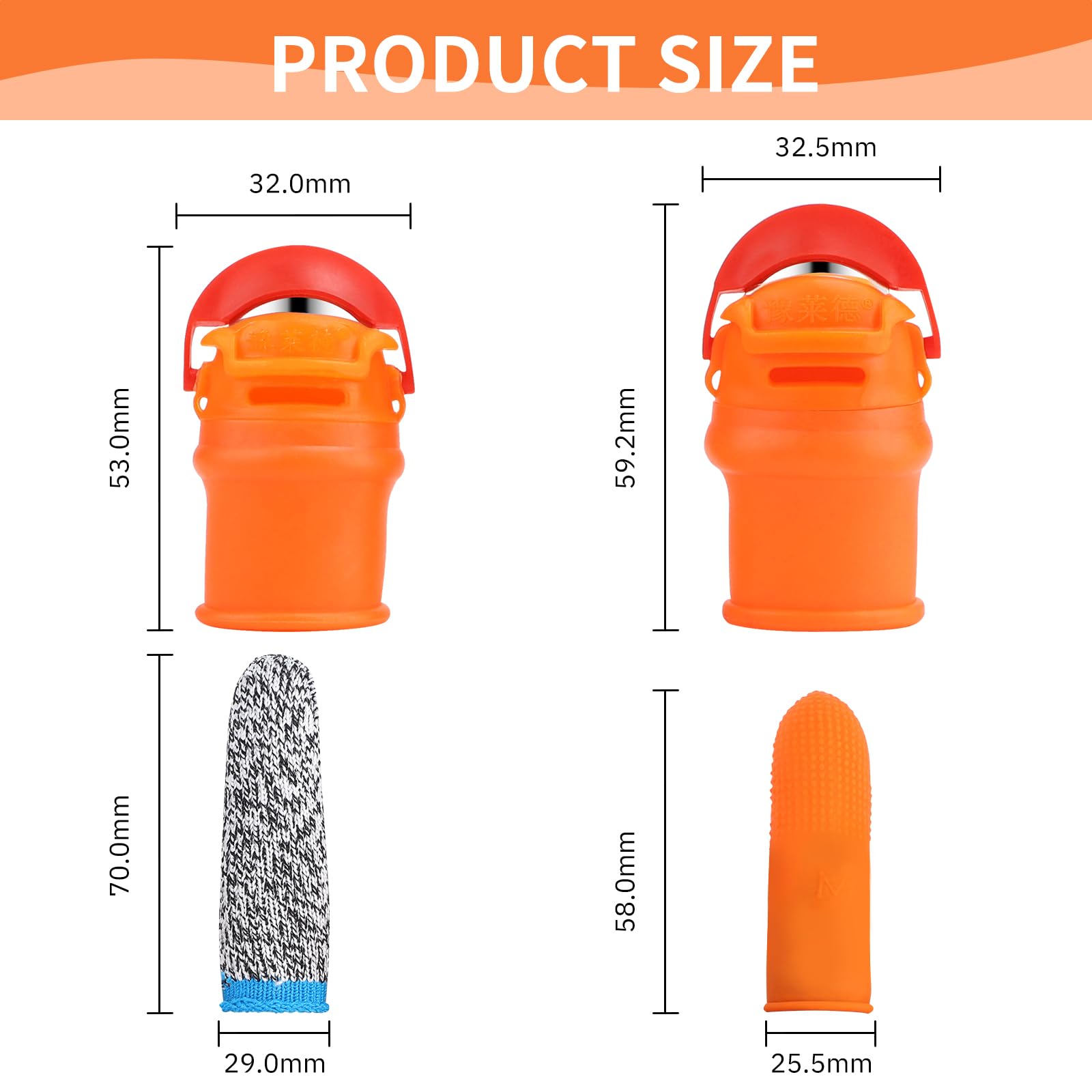 LALAGO 6 pezzi Coltello Pollice, Coltello Dito in Silicone con 6 Protezioni per Dita Antitaglio in HPPE, Coltello Pollice Silicone, Coltello da Giardinaggio, Attrezzi Giardinaggio per Raccolta Ortaggi