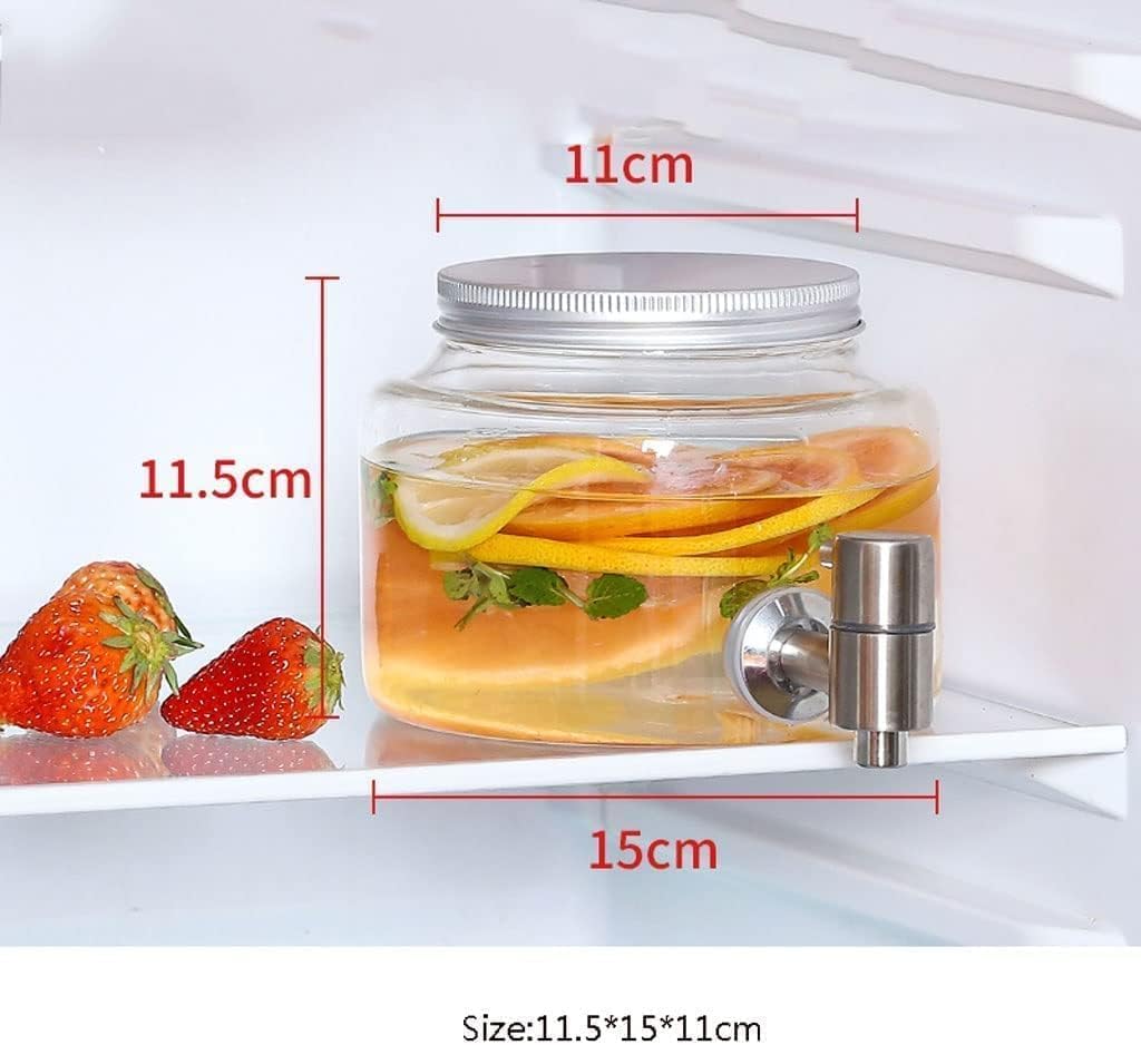 Drink 2.8L/95OZ Beverage Dispenser, Clear Glass Drink Dispenser with Faucet and Sealing Lid, Fridge Kettle, Large Cold Water Tank Ice Tube