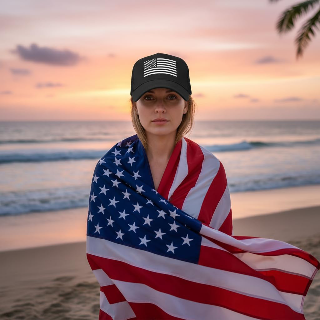 IIN American Flag Mesh Baseball Cap, Patriotic Trucker Hat for Men Women, Quick-Dry Breathable Design, Adjustable Snapback - Image 6