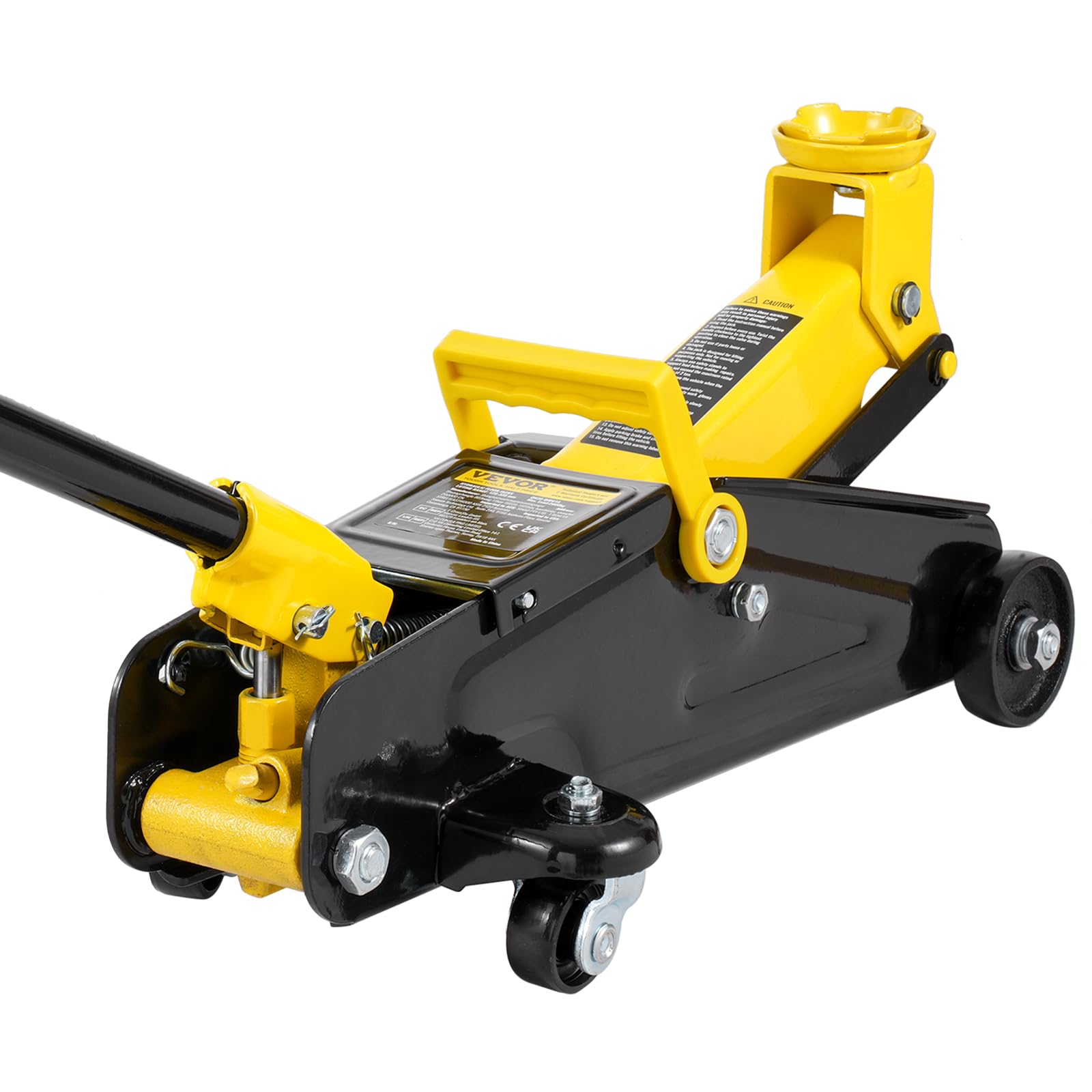 VEVOR Cric Rouleur 2 tonnes, Cric de Plancher Hydraulique à Profil Bas, Hauteur de Levage 125,2-335 mm, Pompe de Levage Rapide à Piston Unique, pour Lever Camion SUV Entretien Automobile Atelier