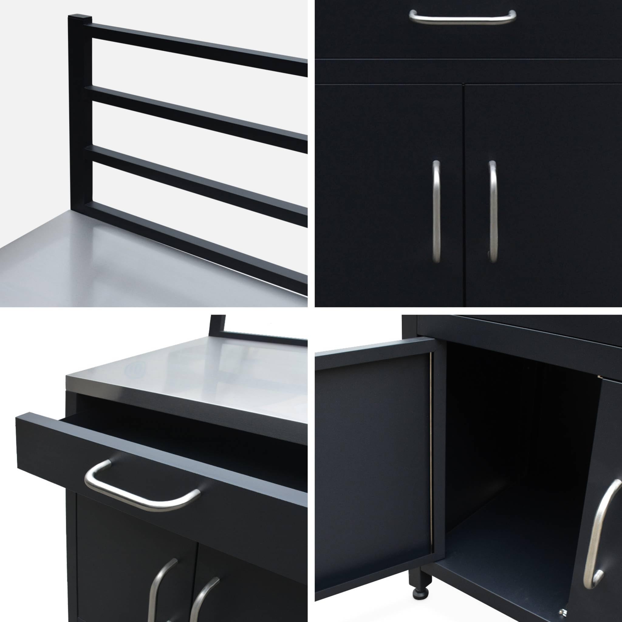 sweeek - Meuble de cuisine extérieure en acier avec 1 tiroir et 2 portes et 1 grille de suspension L80
