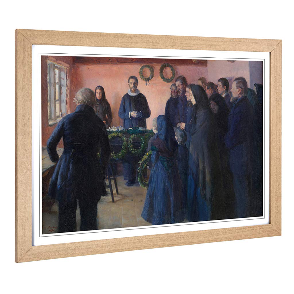 Big Box Art Framed Print of Anna Ancher A Funeral Design | Wall Art Picture | Home Decor for Kitchen, Living, Dining Room, Lounge, Bedroom, Hallway, Office, Oak, A2 / 24.5x18 Inch / 62x45cm