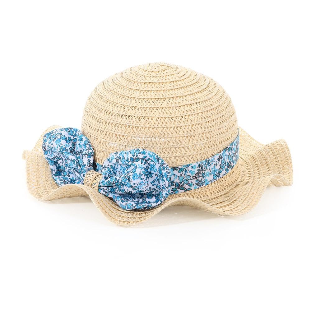 Baby Girl Straw Hat Beach Hats with Bowknot Toddler Summer Sun Protection for Kids Girls 2-5 Years Sun Hat Wide Brim Sun Caps Beige