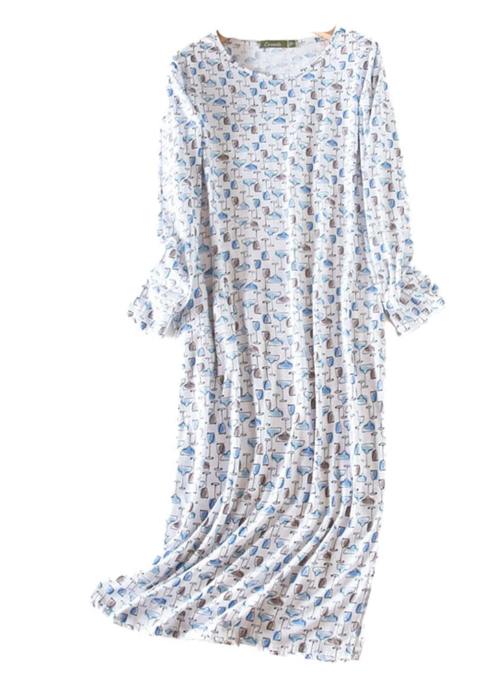 Dsjj Women's Beige Nightgown Nightdress For Long Sleeve Cotton Nightshirt Long Nightwear Nighties Plus Size Sleepwear