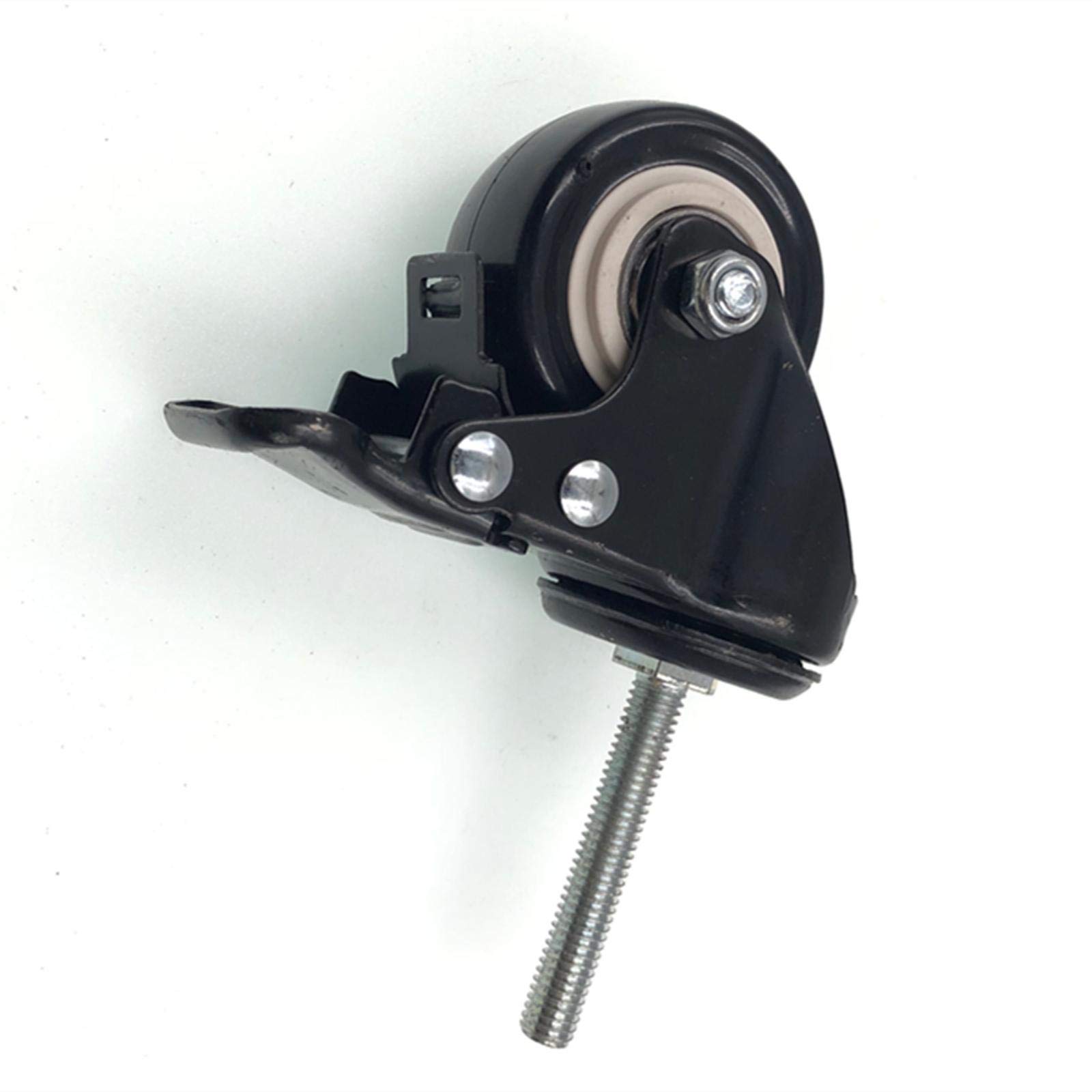 roulettes à Tige pivotante de 50 mm avec Tige filetée M10 × 100 mm, Remplacement d'établi, polyuréthane pour Petites étagères et Meubles, Double roulement, Charge 150 kg, Lot de 4 (Frein)
