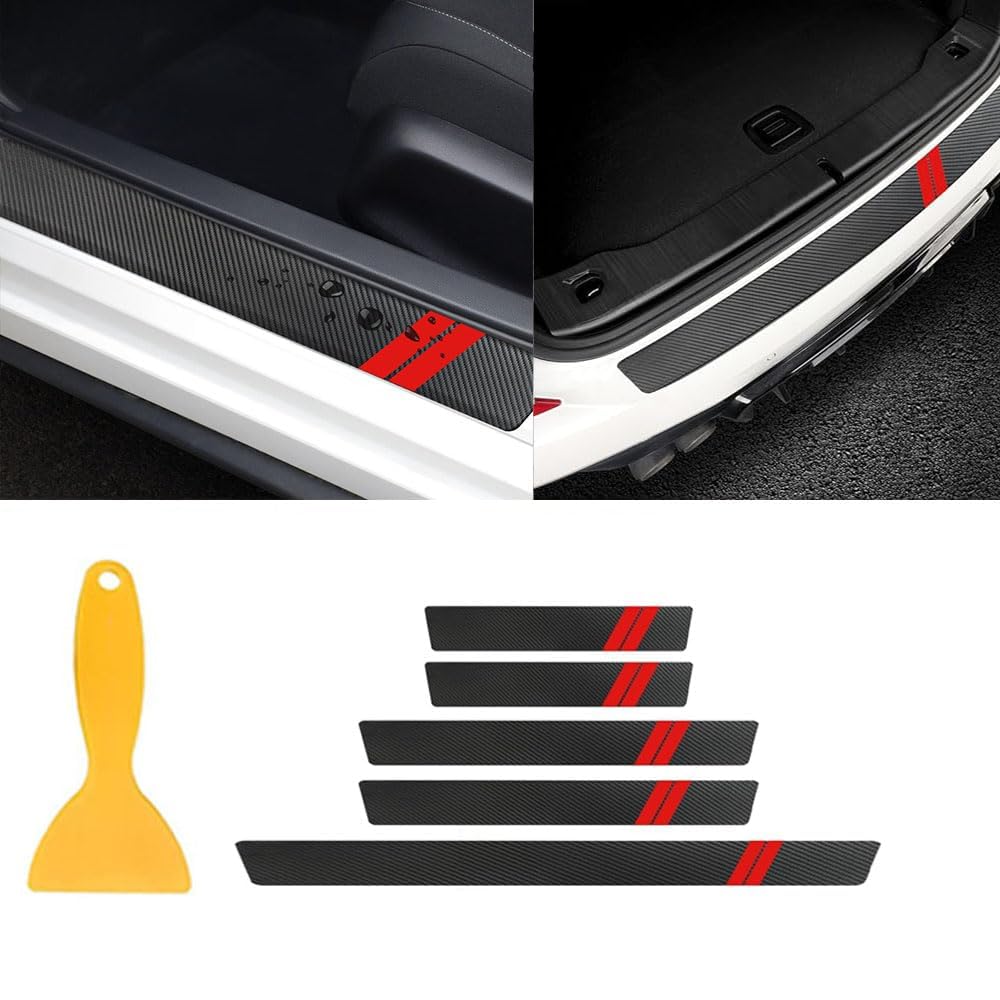 FKSWJZXD 5Pcs Car Door Sill Protector for VW Golf 8 MK8 TSI TDI GTI GTD GTE R R-Line 2020-2024, Scratch Resistant Carbon Fiber Car Kick Plates Sticker Automobile
