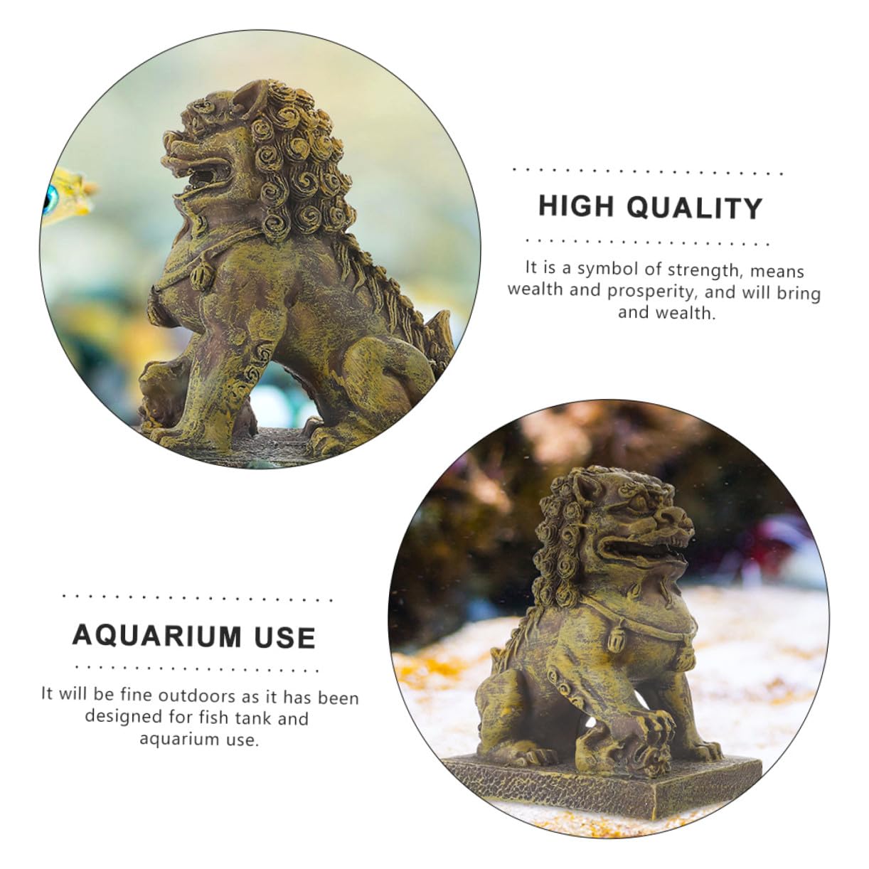 VANZACK 2pezzi Decorazione per Acquario Scultura di Leone Realistica da Ornamenti per Ambienti Zen e Pesci Simbolo di e Prosperità
