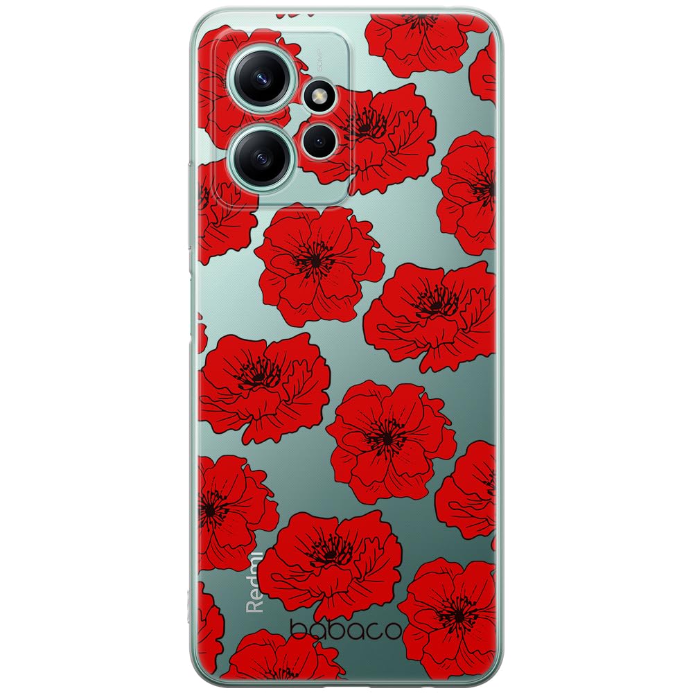 Babaco ERT GROUP mobile phone case for Xiaomi REDMI NOTE 12 4G original and officially Licensed pattern Flowers 018 optimally adapted to the shape of the mobile phone, partially transparent