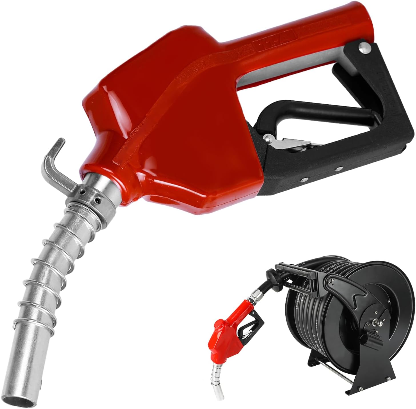 3/4" Fuel Hose Reel Nozzle, Hose Reel Nozzle Auto Shut Off 3Notch Hold Open Clip for Diesel
