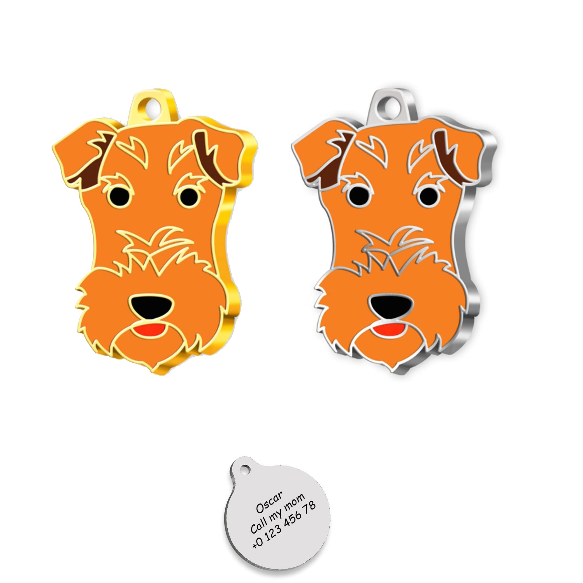 Fox Terrier 24K Gold Plated - Silver Plated Dog Personalized Dog Tag - Fox Terrier Custom Name Tag - Customized Pet Tags - Dog Name id Tag for Dog- Engraved Dog Tag (Gold Plated)