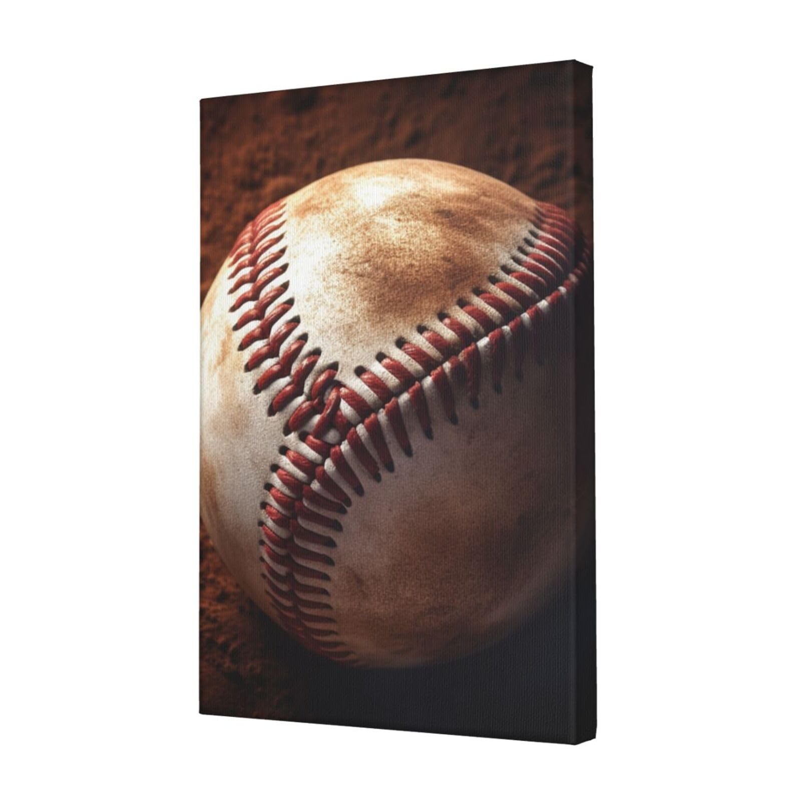 FodPand Baseball Canvas Wall Art for Living Room Wall Decor 12"x18" Modern Artwork Painting Pictures Hanging Canvas Prints Aesthetic Wall Art for Bedroom Bathroom Office Wallart Decor