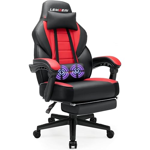 LEMBERI Video Game Chairs with footrest, Big and Tall Gamer Chair for Adults, 400lb Capacity, Racing Style Computer Chair with Headrest and Lumbar Support
