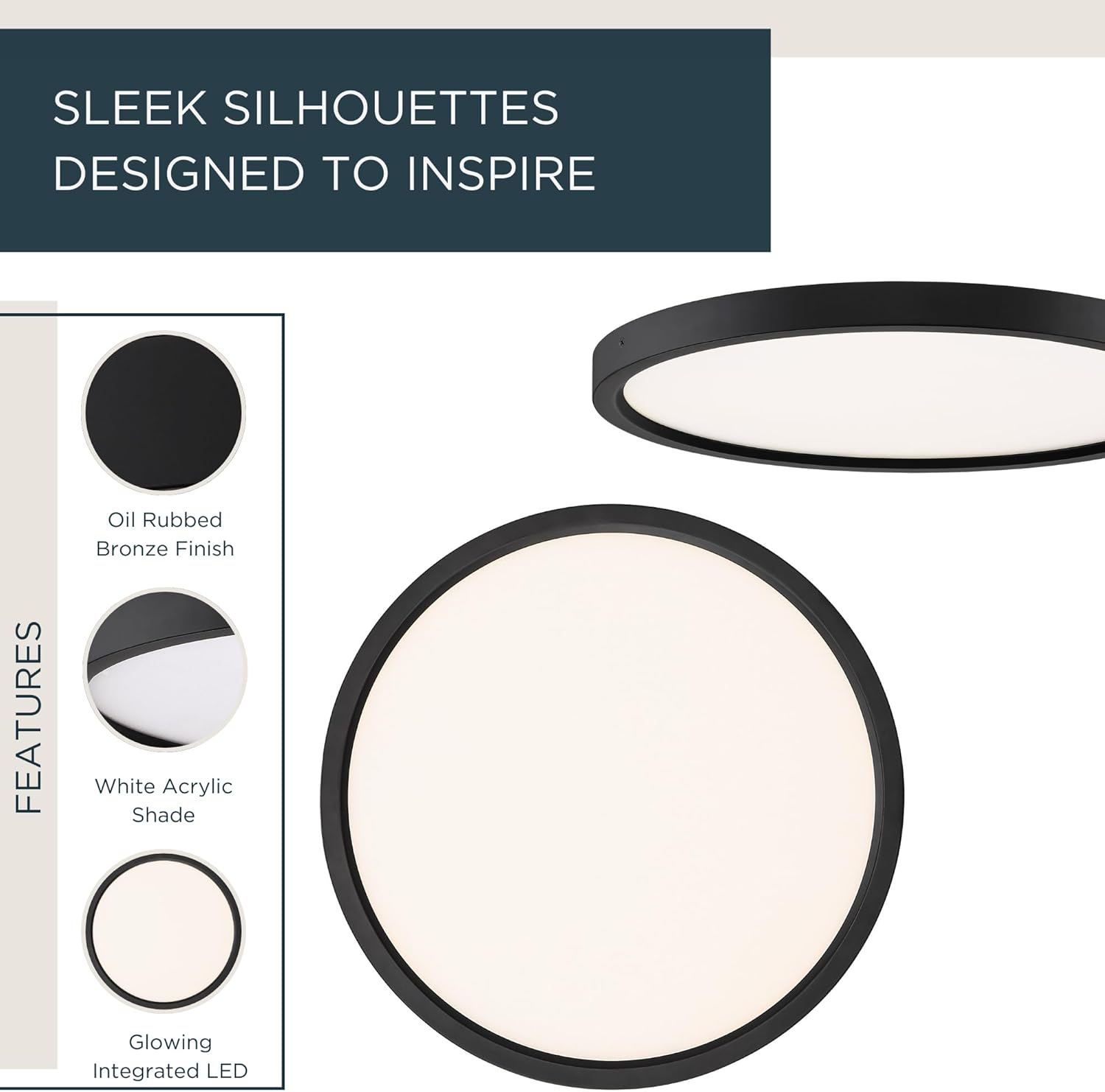 Quoizel Outskirts Round Flush Mount Ceiling Light, 15 Inch Oil Rubbed Bronze, Dimmable Integrated LED 2900 Lumens, 27 W, Close to Ceiling Light Fixtures for Hallway, Kitchen, Bedroom or Bathroom