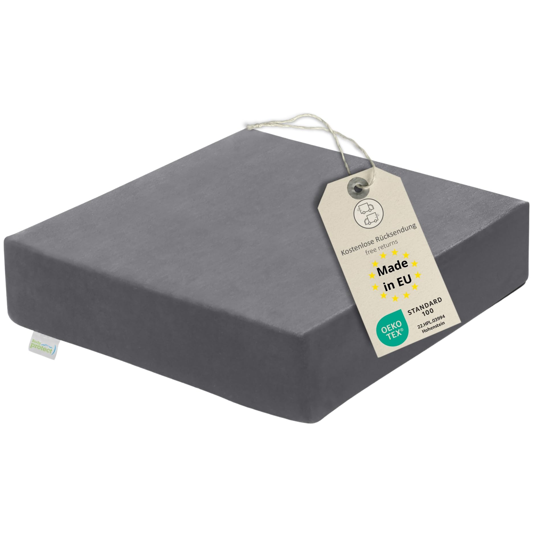 Bodyprotect Sitzerhöhung Sitzkissen Stuhlkissen Aufstehhilfe Bodenkissen 40 x 40 x 10 cm, Ökotex 100, Waschbar, grau, Made in EU