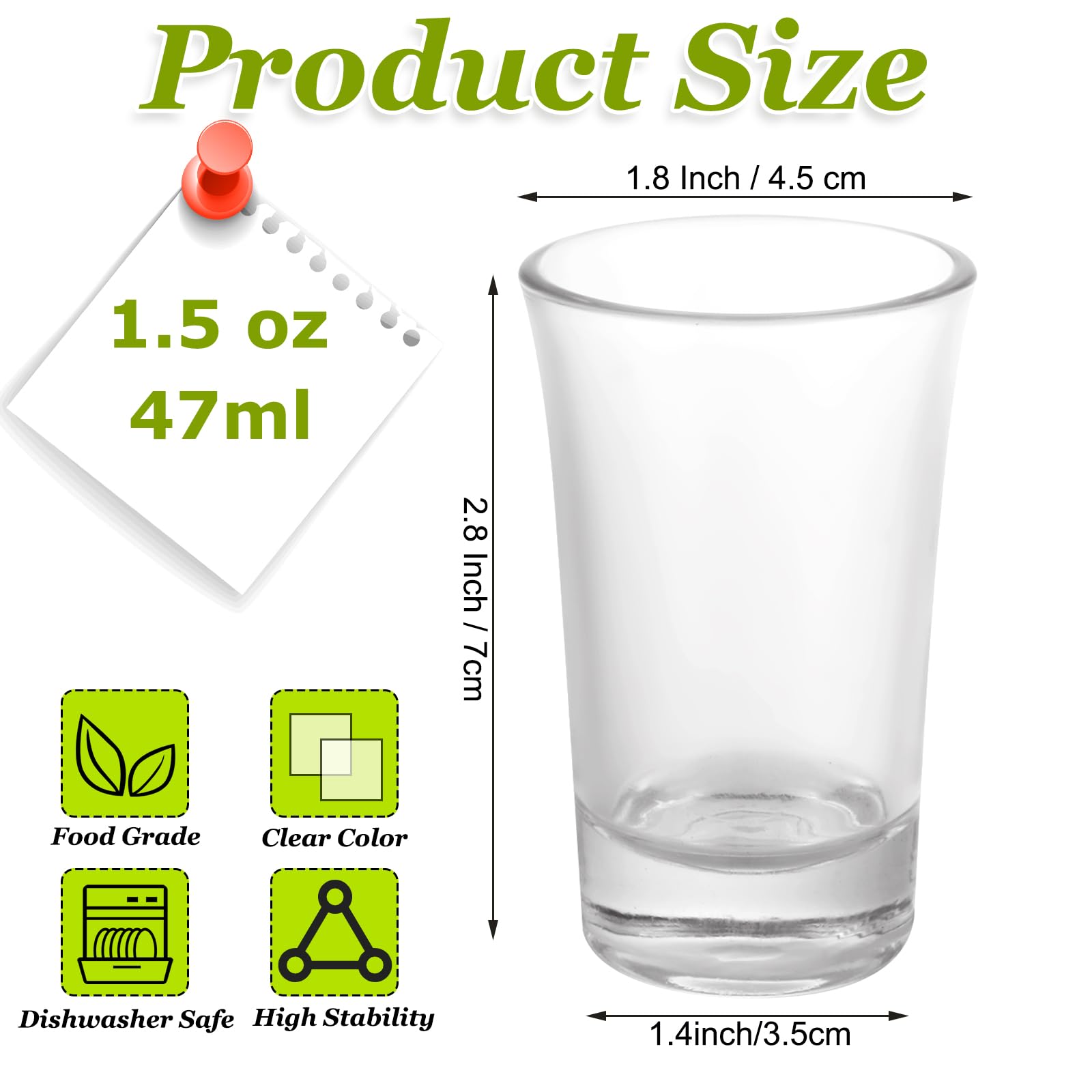 QTLCOHD Paquete de 48 vasos de chupito transparentes de 1.5 onzas, vasos de chupito pequeños a granel con base pesada para vodka, whisky, tequila, espresso, licor