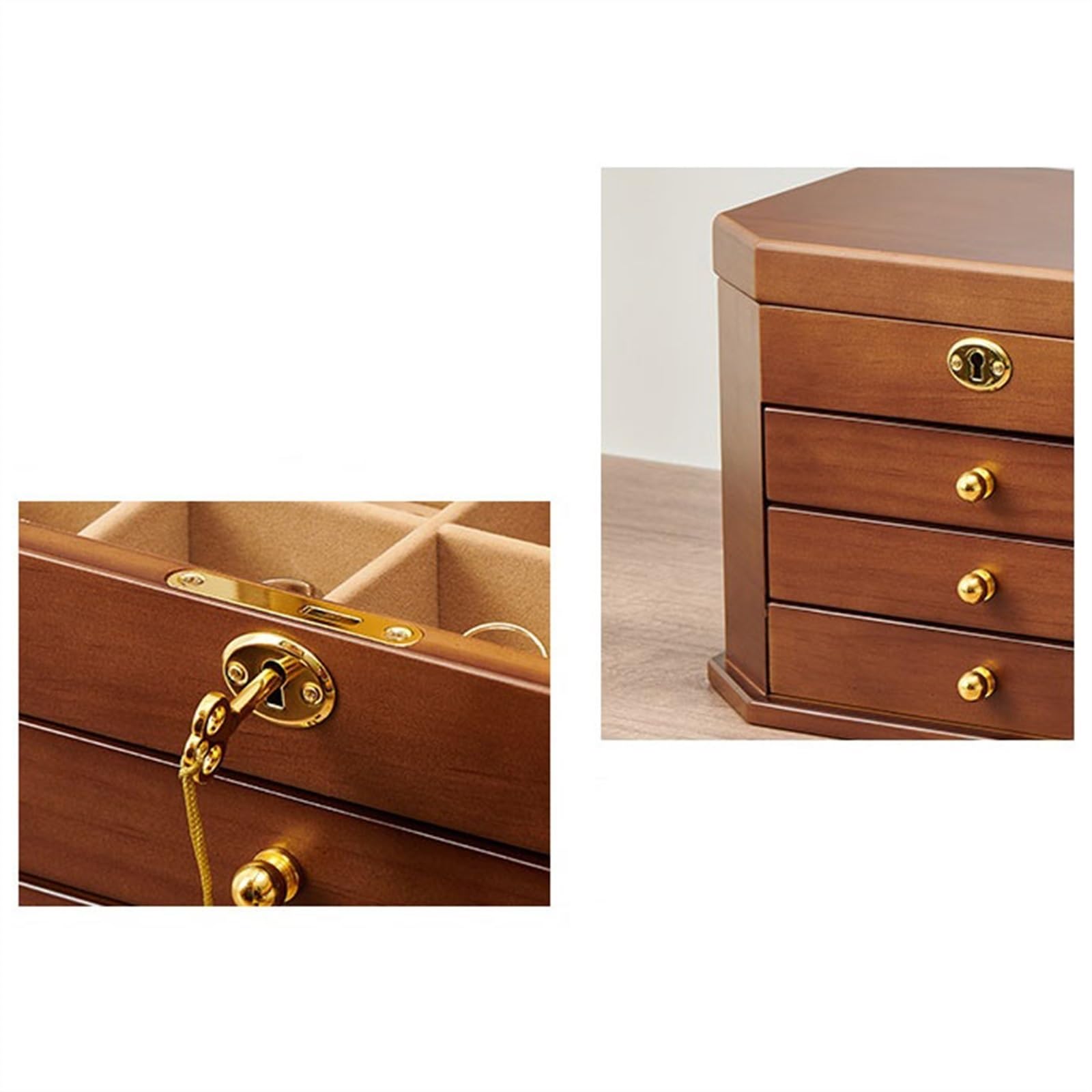 Jewelry Boxes Solid Wood Jewelry Storage Box with Lock Earrings Necklace Jewelry Box Large Capacity Simple Retro Jewelry Boxes