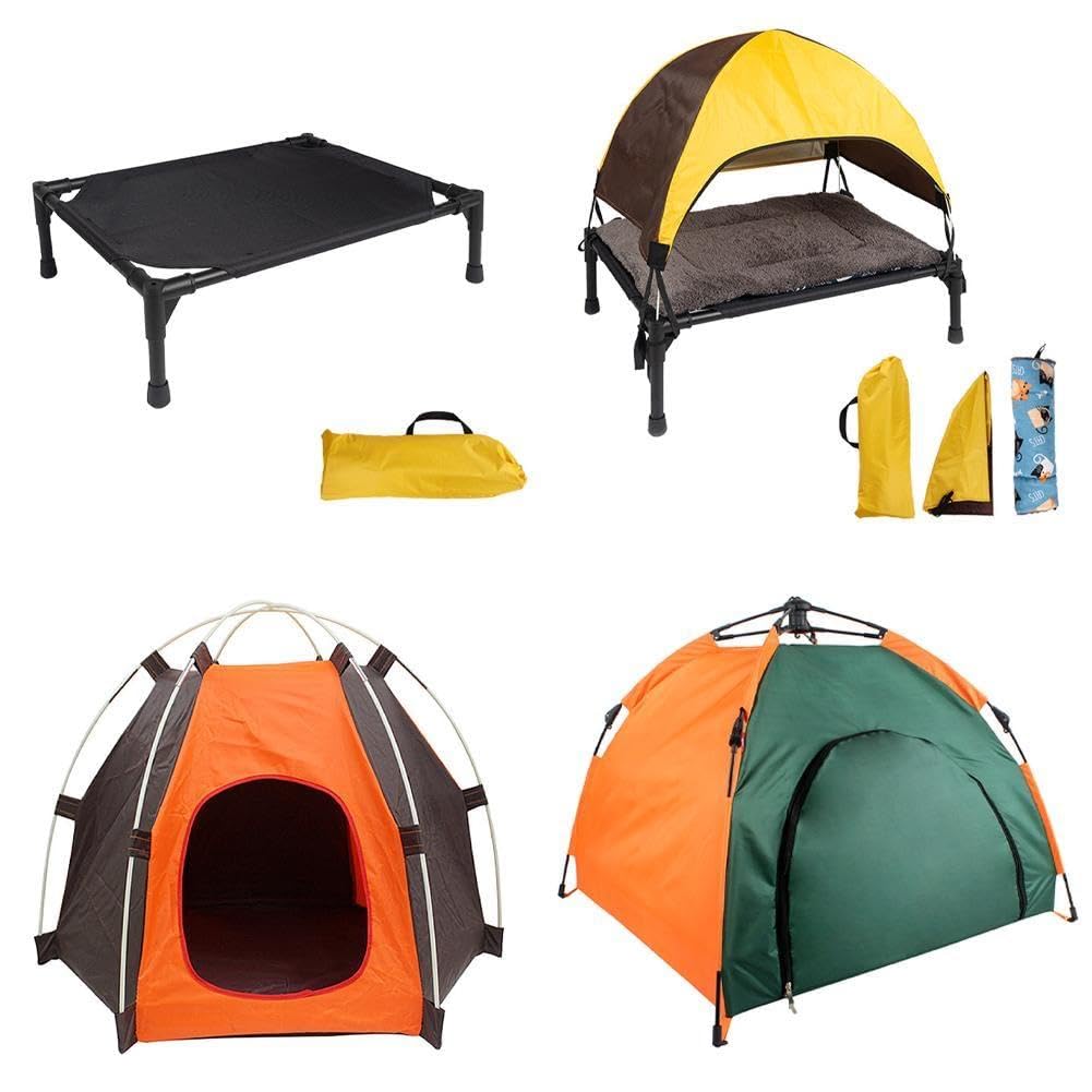 Erhöhtes Hundebett Mit Baldachin – 124x83x107 Cm, Inkl. Reisetasche, Für Große Hunde Bis 90 Kg