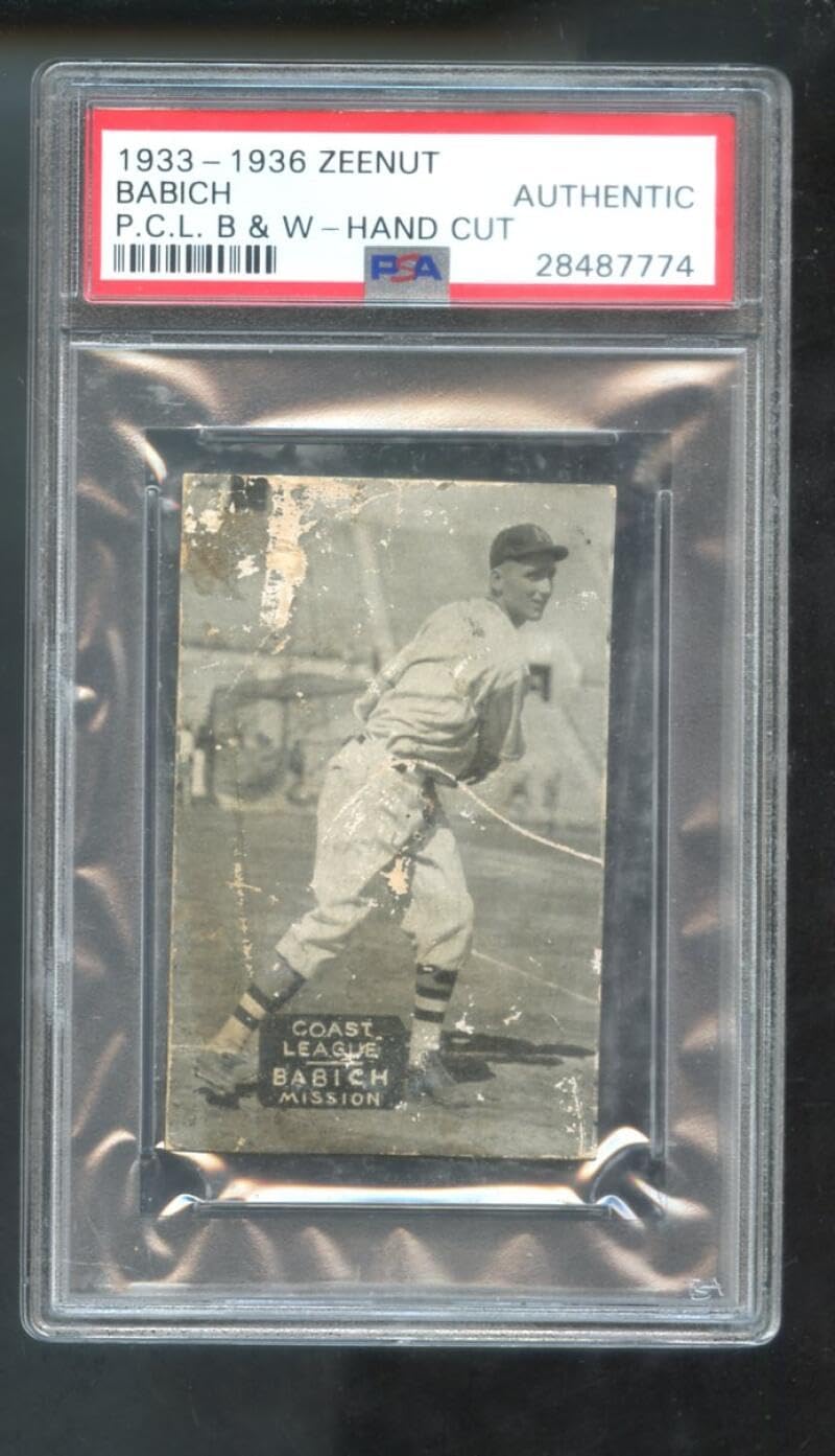 1933 1936 Zeenut Zeenuts Johnny Babich PSA AUTHENTIC Graded Baseball Card Pacific Coast League PCL P.C.L. 1934 1935 Mission Reds