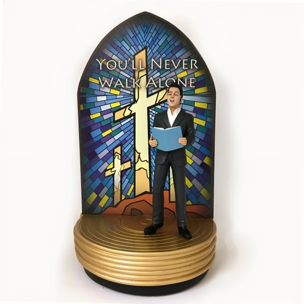 The Bradford Exchange Elvis Never Walk Alone The Gospel Truth Sculpture Collection Issue #8 Illuminated and Musical Figurines with Iconic Gospel Songs Inspirational Tribute to Elvis's Love for Gospel