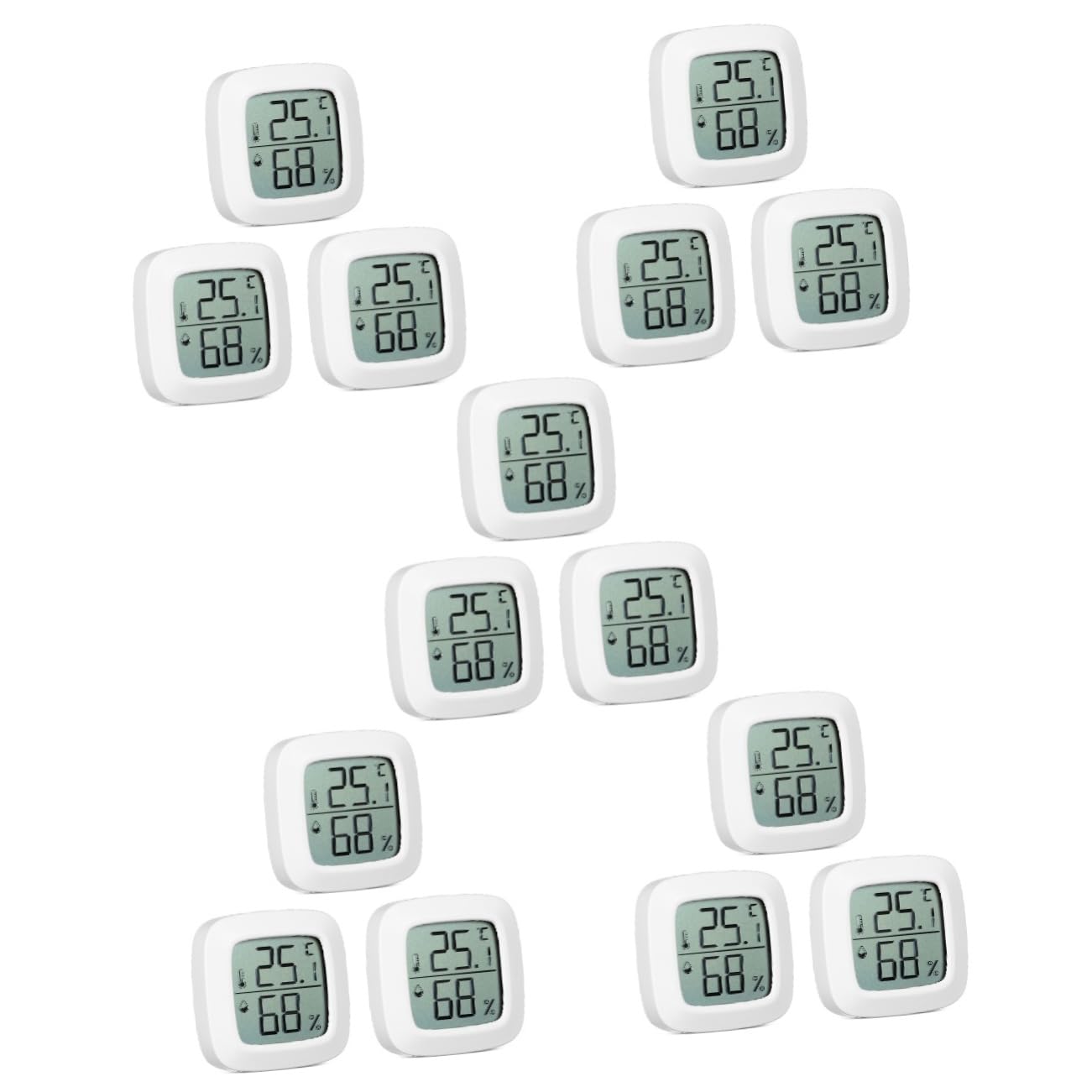 Abaodam 5 Ensembles Thermomètre Portable Numérique Celsius Hygromètre Decoration Voiture Jauge De Température D'humidité Jauge De Température Pour La Maison Abdos Blanche 3 Pièces * 5