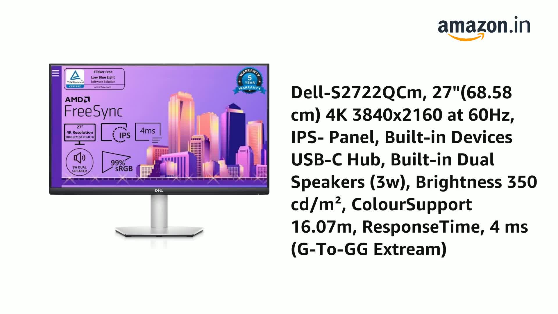 【volさん】Dell S2722QC s2722qc-cfp-00000ff090-gy-