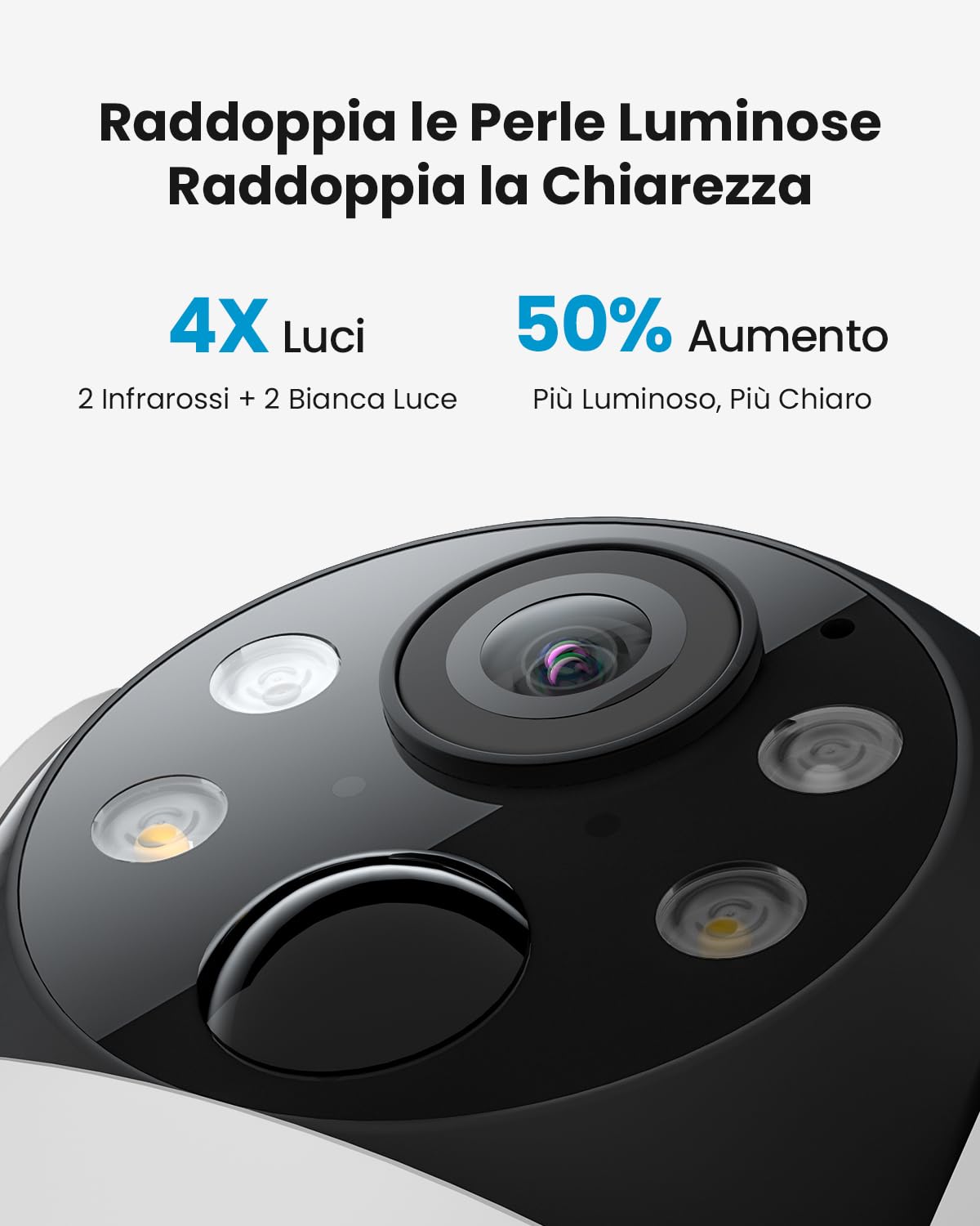 ieGeek 2K Telecamera Wi-Fi Esterno Senza Fili a Batteria 360° PTZ Videocamera Sorveglianza con Pannello Solare, Rilevazione Movimento PIR, Visione Notturna Colori, 2 Vie Audio IP65