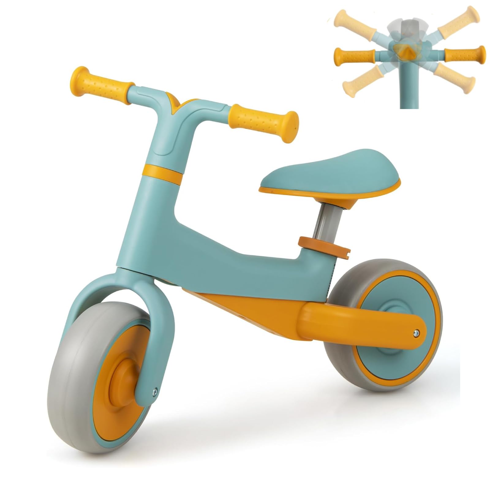 Maxmass Balance Bike, Height Adjustable Baby Training Bicycle with Ergonomic Handle, No Pedal Infant Walker Push Ride On Toy Gift for 18-48 Months Boys Girls (Blue+Orange)