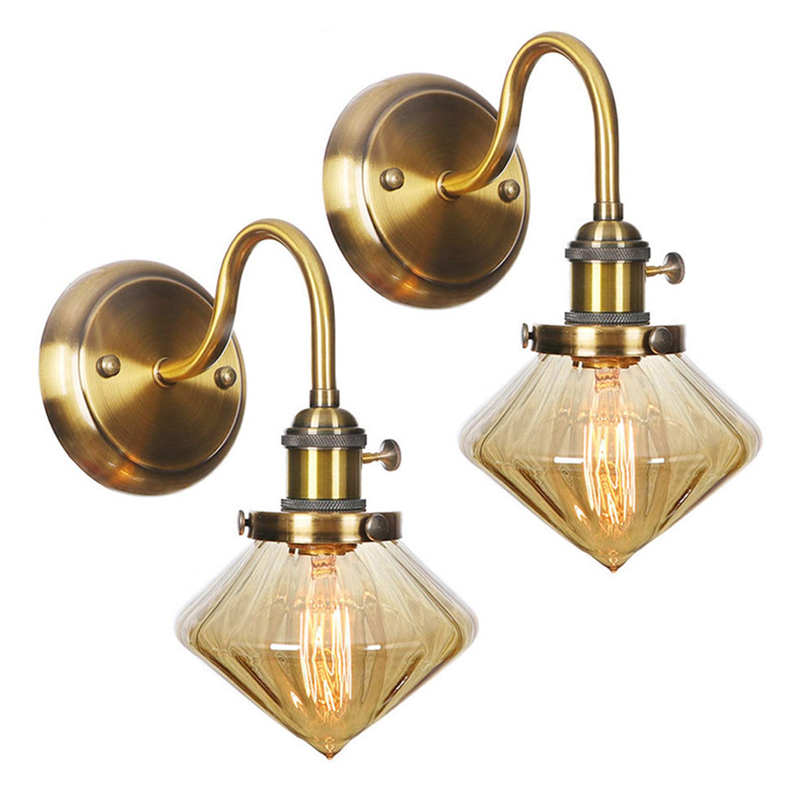 2 Pack Wall Lights, Vintage Wall Light Fittings Wall Sconce Lamp, with Clear Glass Lampshade, Metal Wall Sconce E27 Base for Loft Bar, Kitchen, Living Room,G