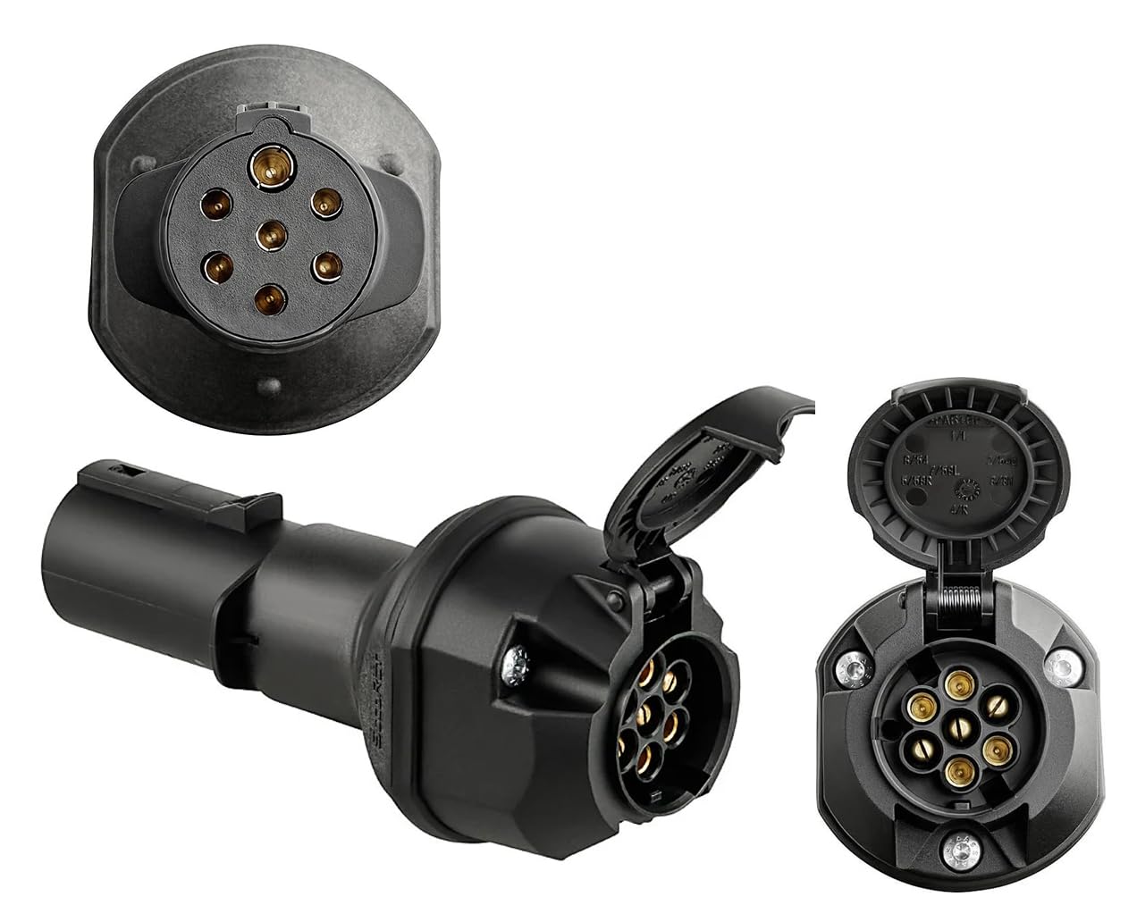 Ryme Automotive Spannungswandler 13P 12V zu 7P 24V | Adapter für Anhänger 13P/12V ISO 11446 zu Fahrzeug 7P/24V ISO 1185 | Sichere und widerstandsfähige Verbindung