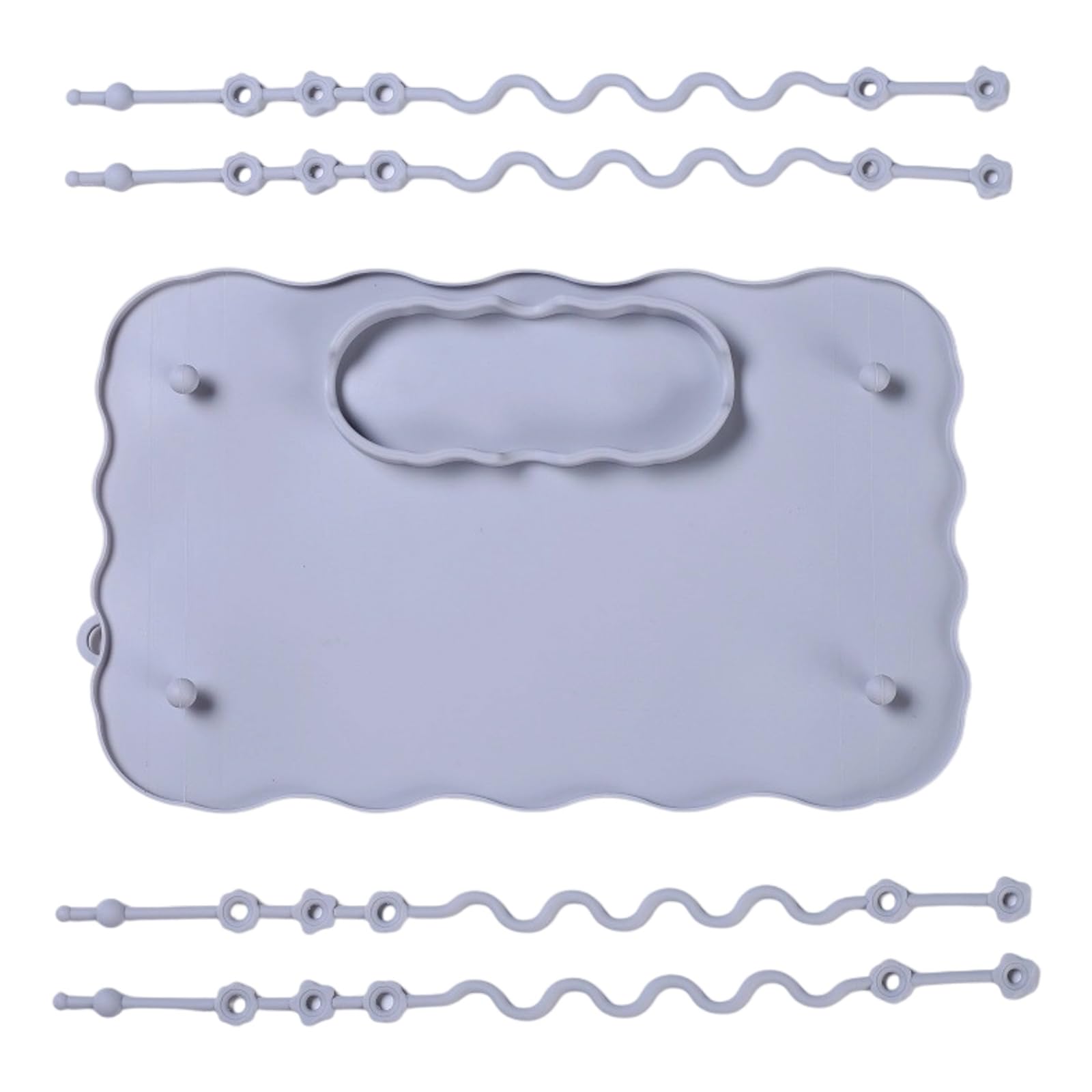 Kelisdi Silver Gray Silicone Baby Feeding Plate With Strap, Anti-Slip Toddler Placemat For Kids Dinner Tablemats Food Grade Food Grade Silicone Toddler Dining Mat