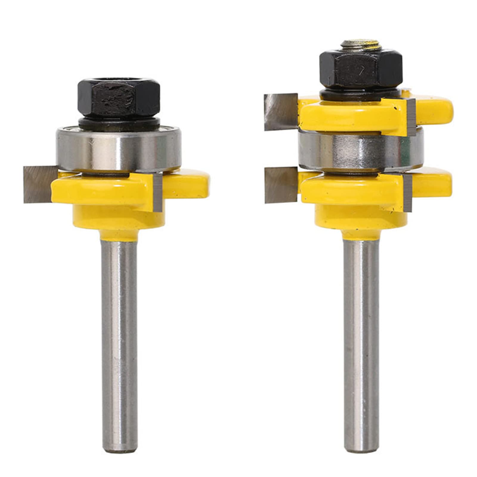 Fresa Scanalatura Set, 2Pcs Set Di Linguette E Scanalature, 3 Denti A Forma T Punte Di Falegnameria, Punte Per Fresa Legno, Strumento Di Lavorazione Del Legno,1/4" Shank 1/4" Cutting Depth
